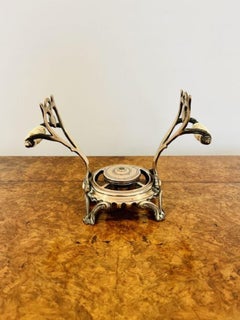 Unusual antique Victorian quality copper kettle on a stand