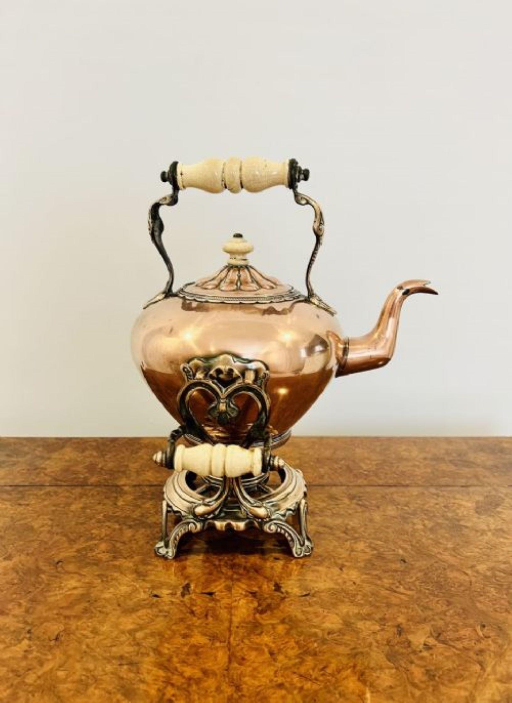 19th Century Unusual antique Victorian quality copper kettle on a stand  For Sale