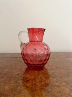 Unusual antique Victorian quality cranberry glass jug