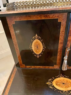 Unusual Antique Victorian Quality Ebonised and Burr Walnut Inlaid Writing Desk