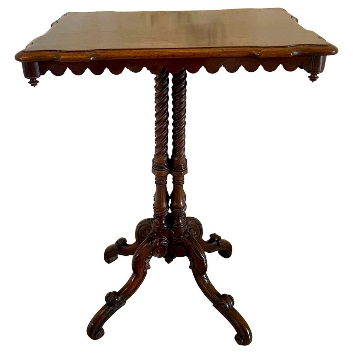 Unusual Antique Victorian Quality Figured Walnut Lamp Table