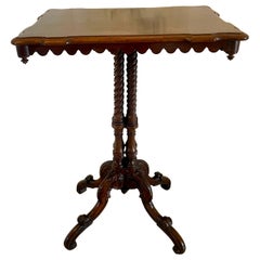Unusual Antique Victorian Quality Figured Walnut Lamp Table