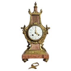 Inhabituelle horloge de cheminée française ancienne de qualité victorienne 