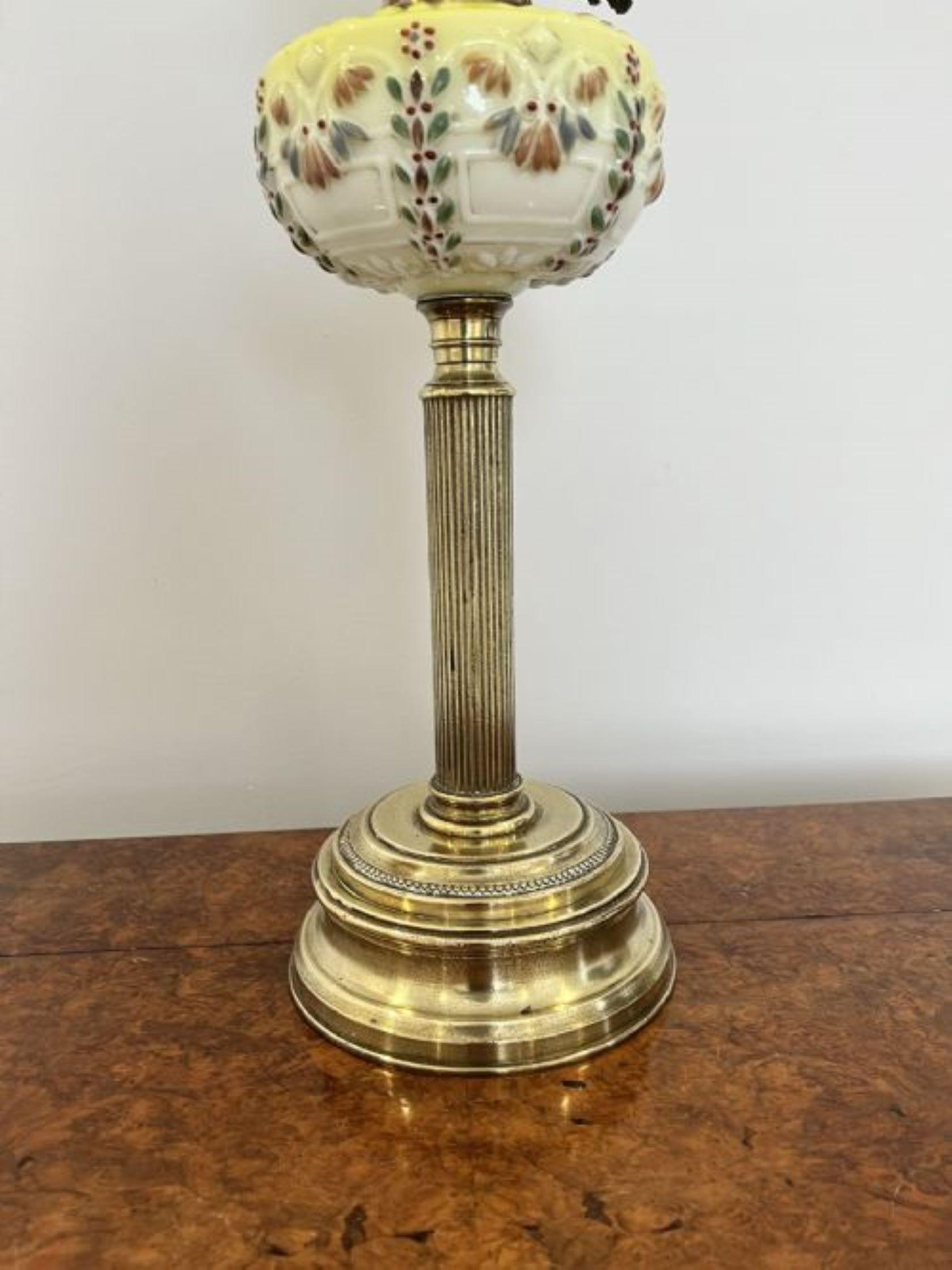 Brass Unusual antique Victorian quality glass and brass oil lamp