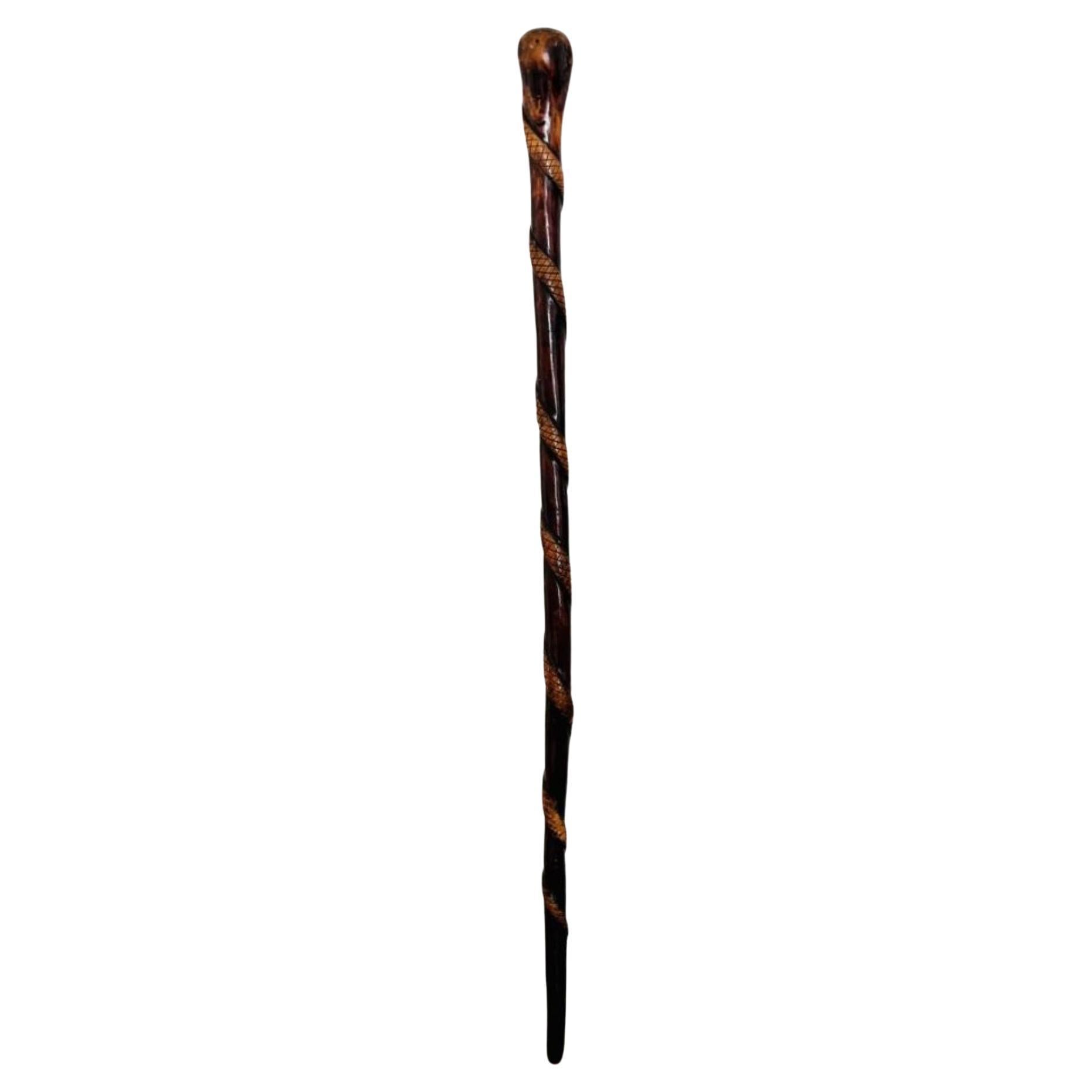 Unusual antique Victorian quality hardwood walking stick 
