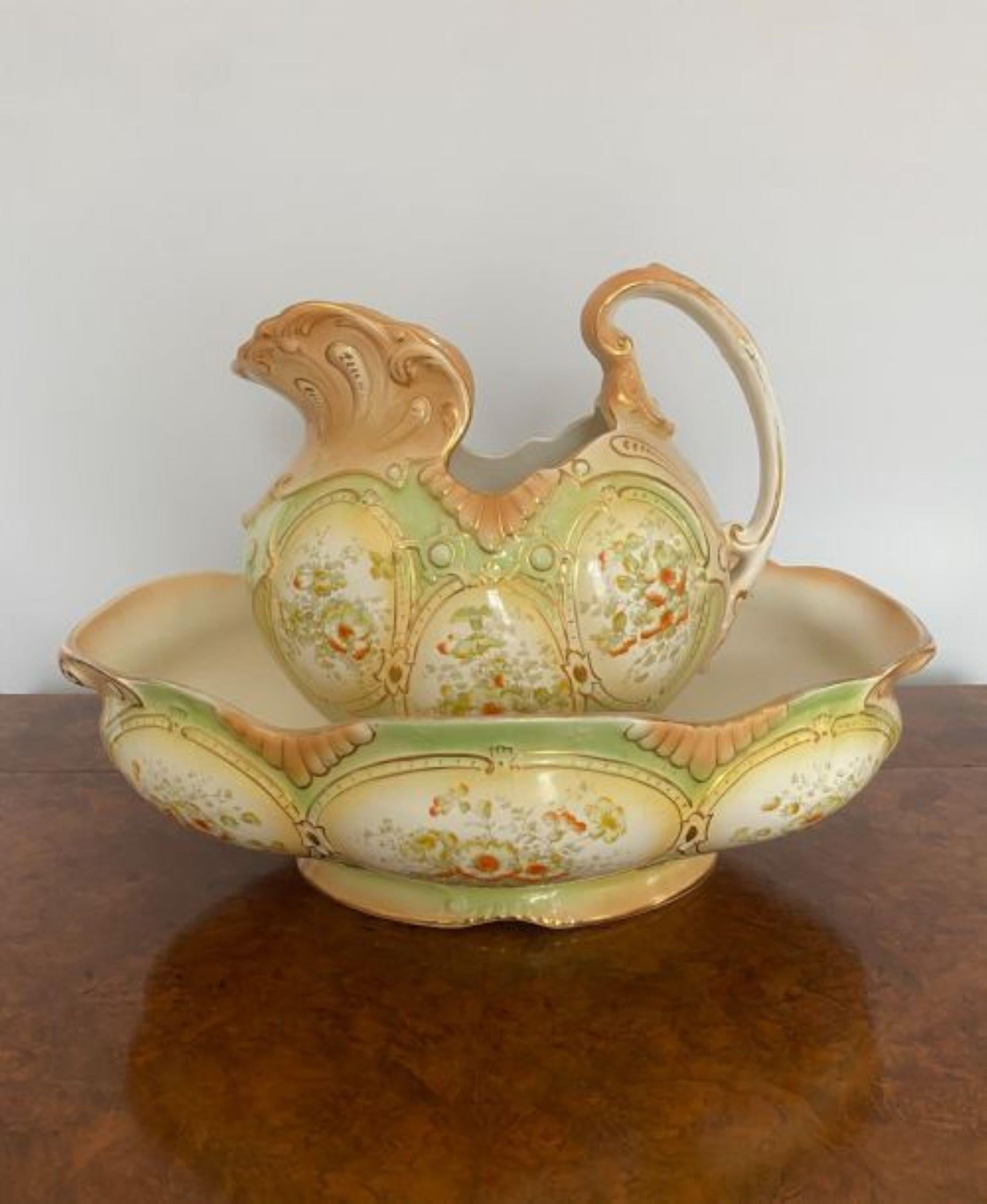 Unusual Antique Victorian Quality Jug And Bowl For Sale 2