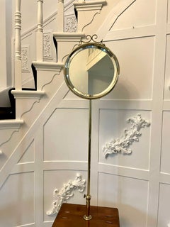 Unusual Antique Victorian Quality Mahogany and Brass Adjustable Mirror on Stand