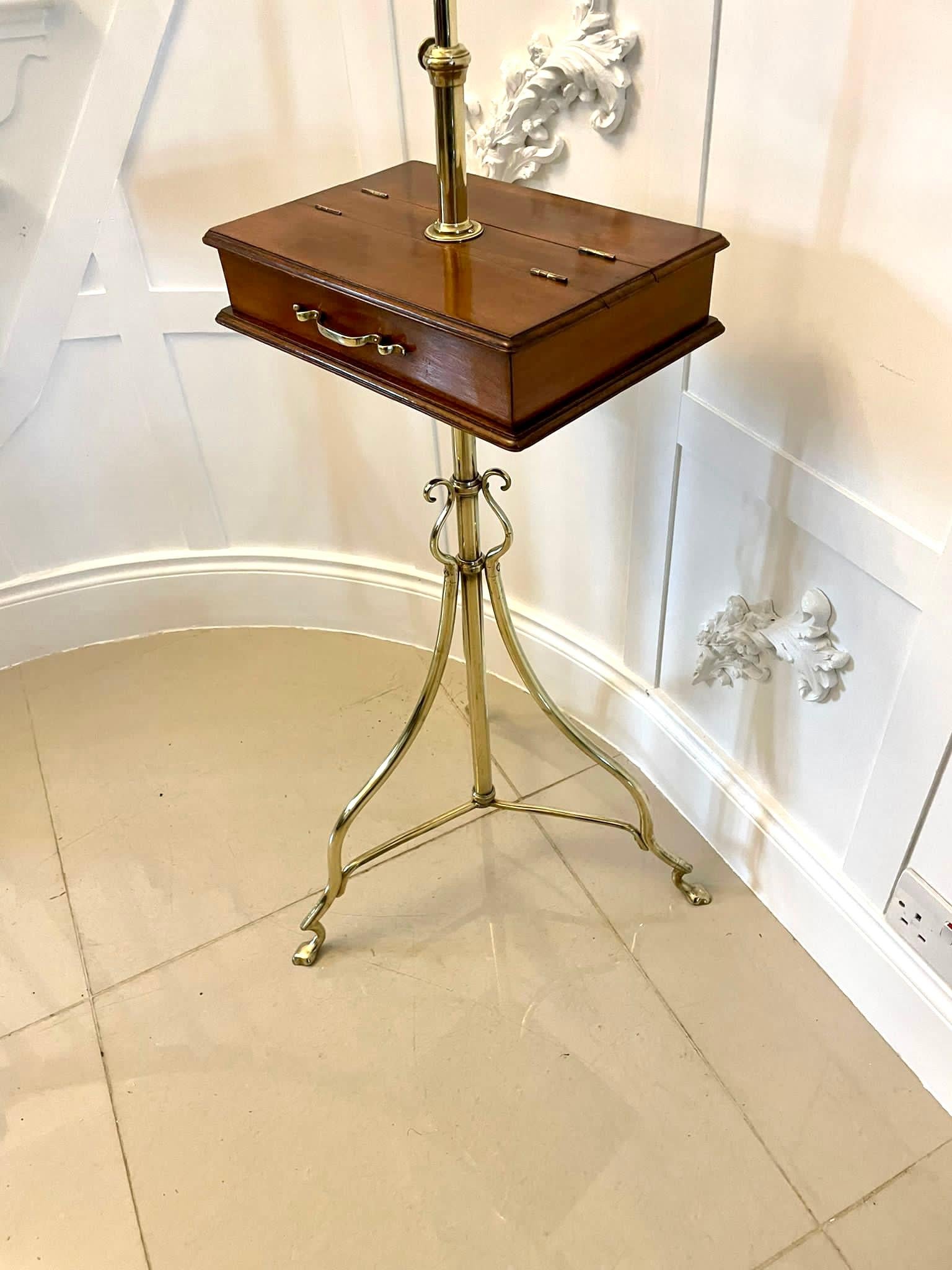 Unusual Antique Victorian Quality Mahogany and Brass Adjustable Mirror on Stand In Good Condition For Sale In Suffolk, GB