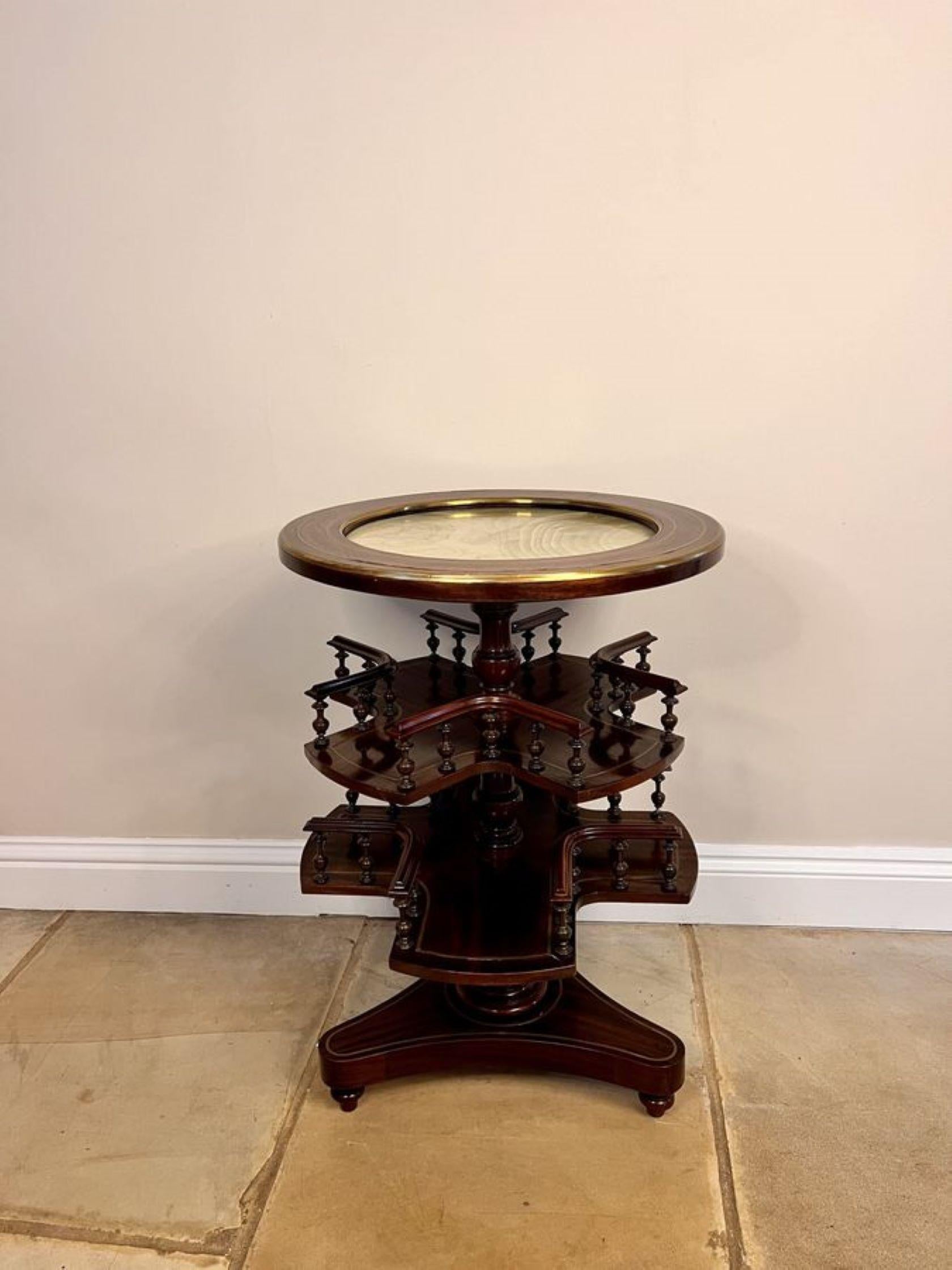 Unusual antique Victorian quality marble top revolving book table For Sale 2