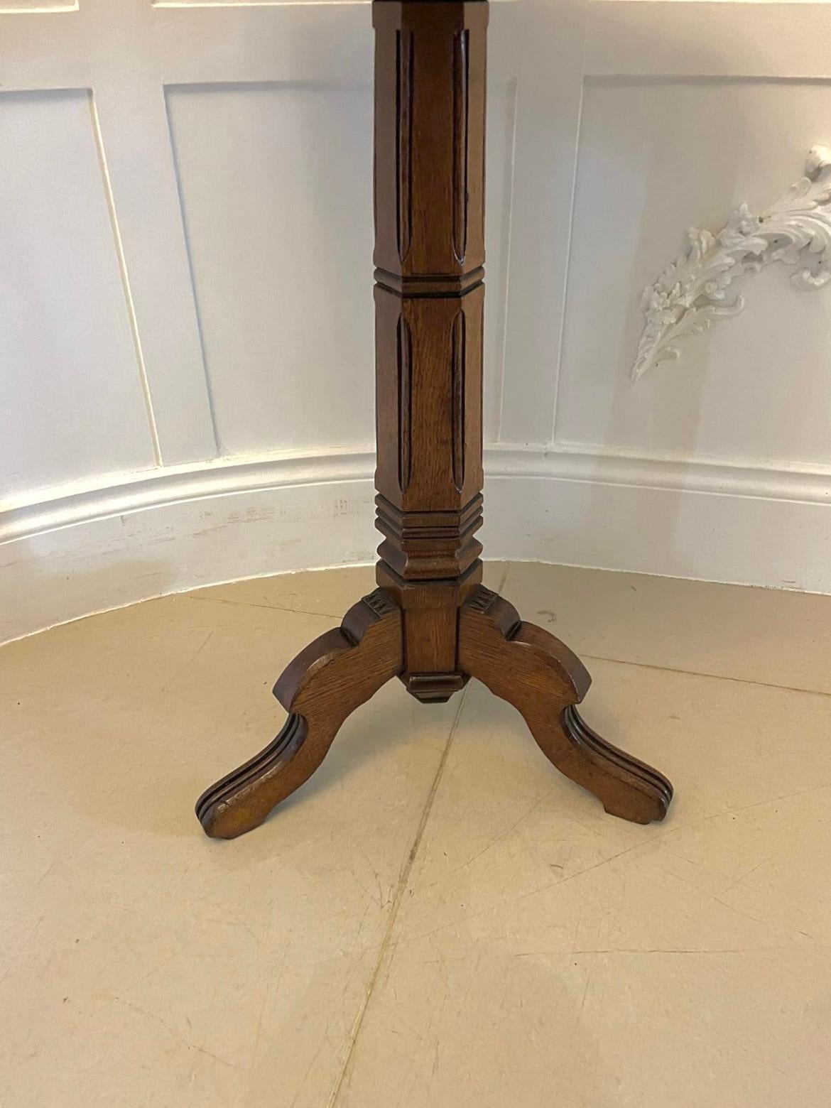 Unusual Antique Victorian Quality Oak Lamp Table  For Sale 6