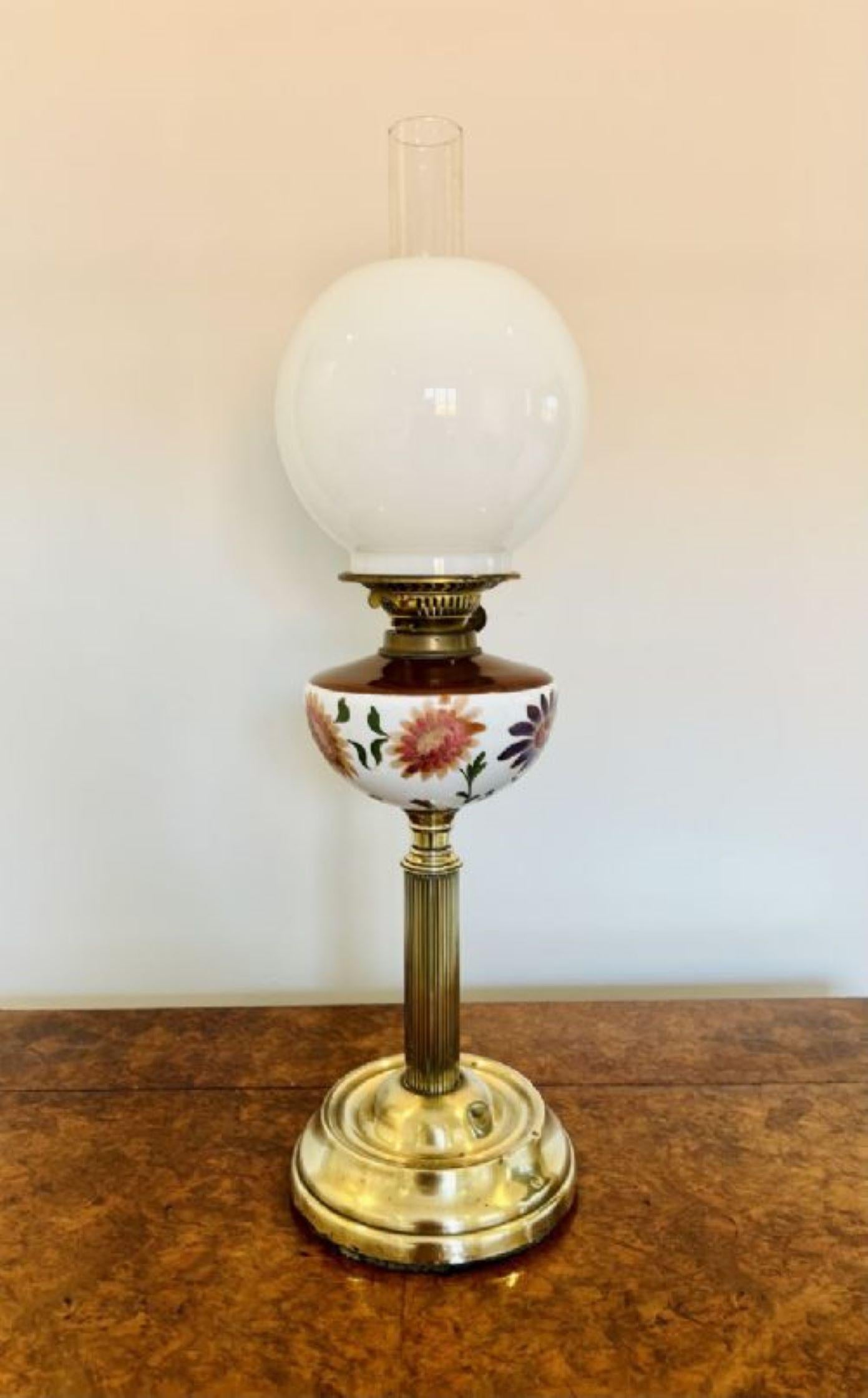 Laiton Insolite lampe à huile ancienne de qualité victorienne en vente