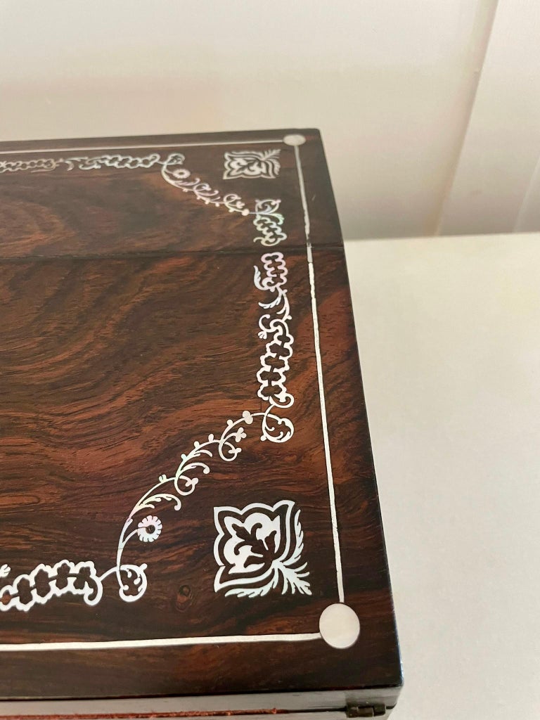 Unusual Antique Victorian Quality Rosewood Inlaid Writing Box For Sale ...