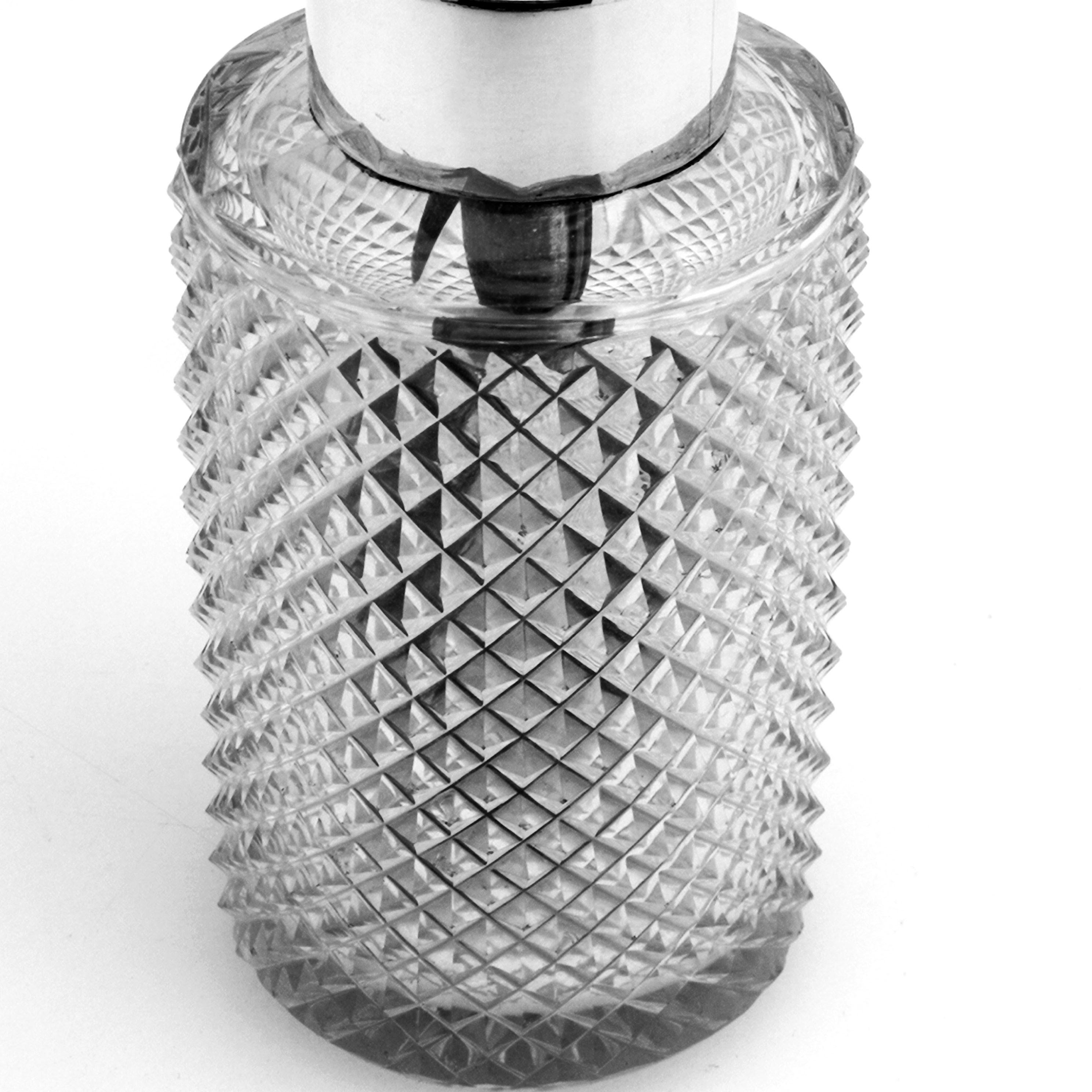 Unusual Antique Victorian Silver & Cut Glass Scent Bottle Perfume Atomiser, 1885 In Good Condition For Sale In London, GB