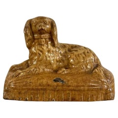 Insolito antico gres vittoriano di Staffordshire Charles spaniel