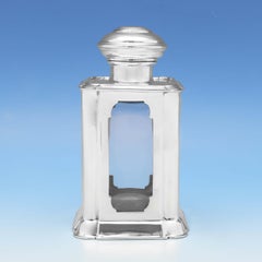 Unusual Antique Victorian Sterling Silver Scent Bottle, Hallmarked London, 1898