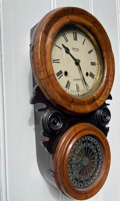 Antique horloge murale victorienne inhabituelle en noyer et ébène