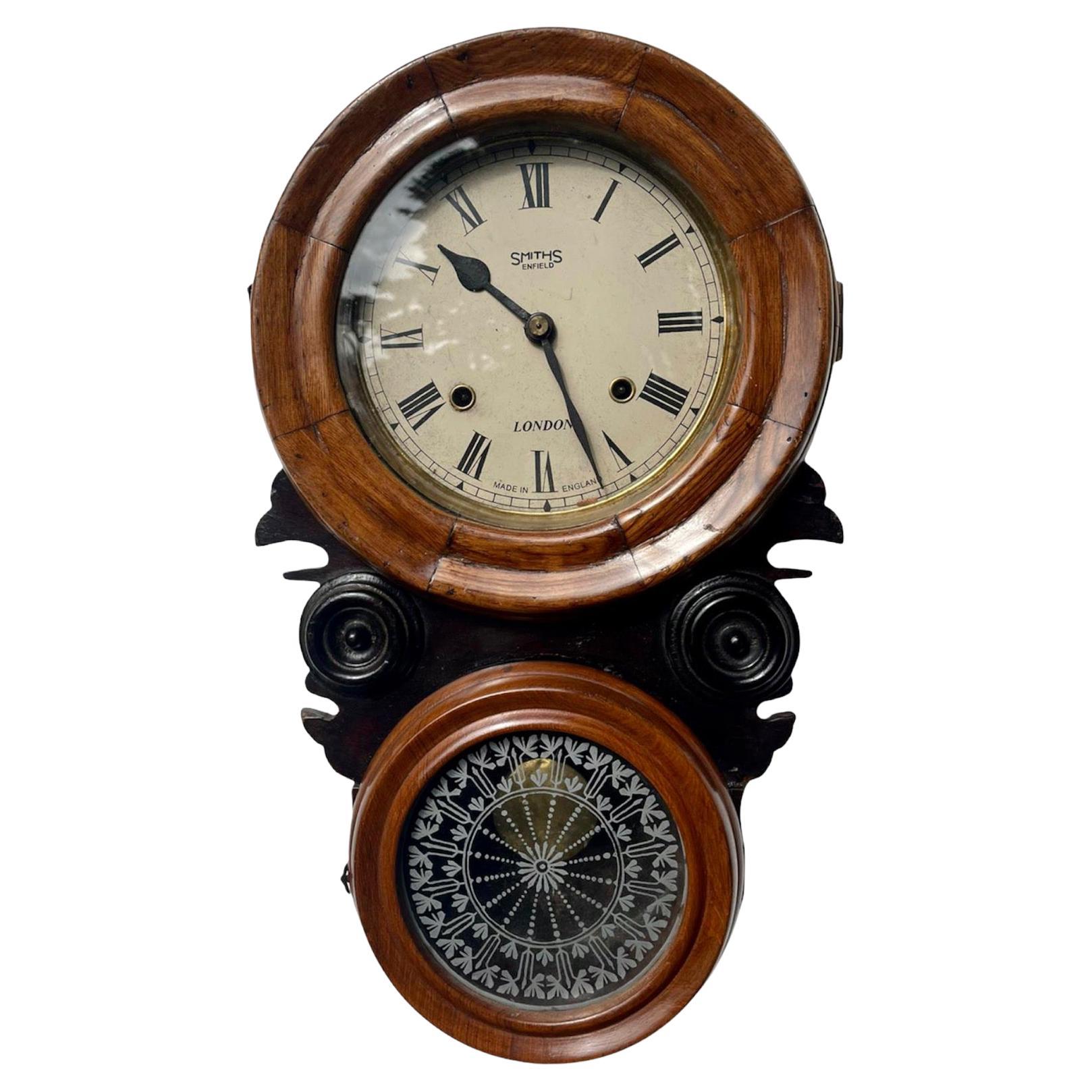 Unusual Antique Victorian Walnut and Ebonised Wall Clock