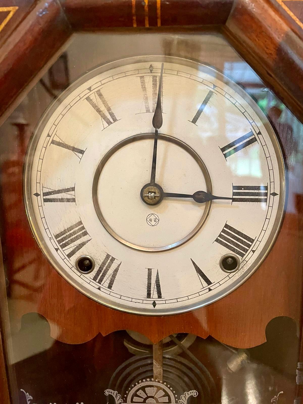 Unusual Antique Victorian Walnut Mantel Clock 1