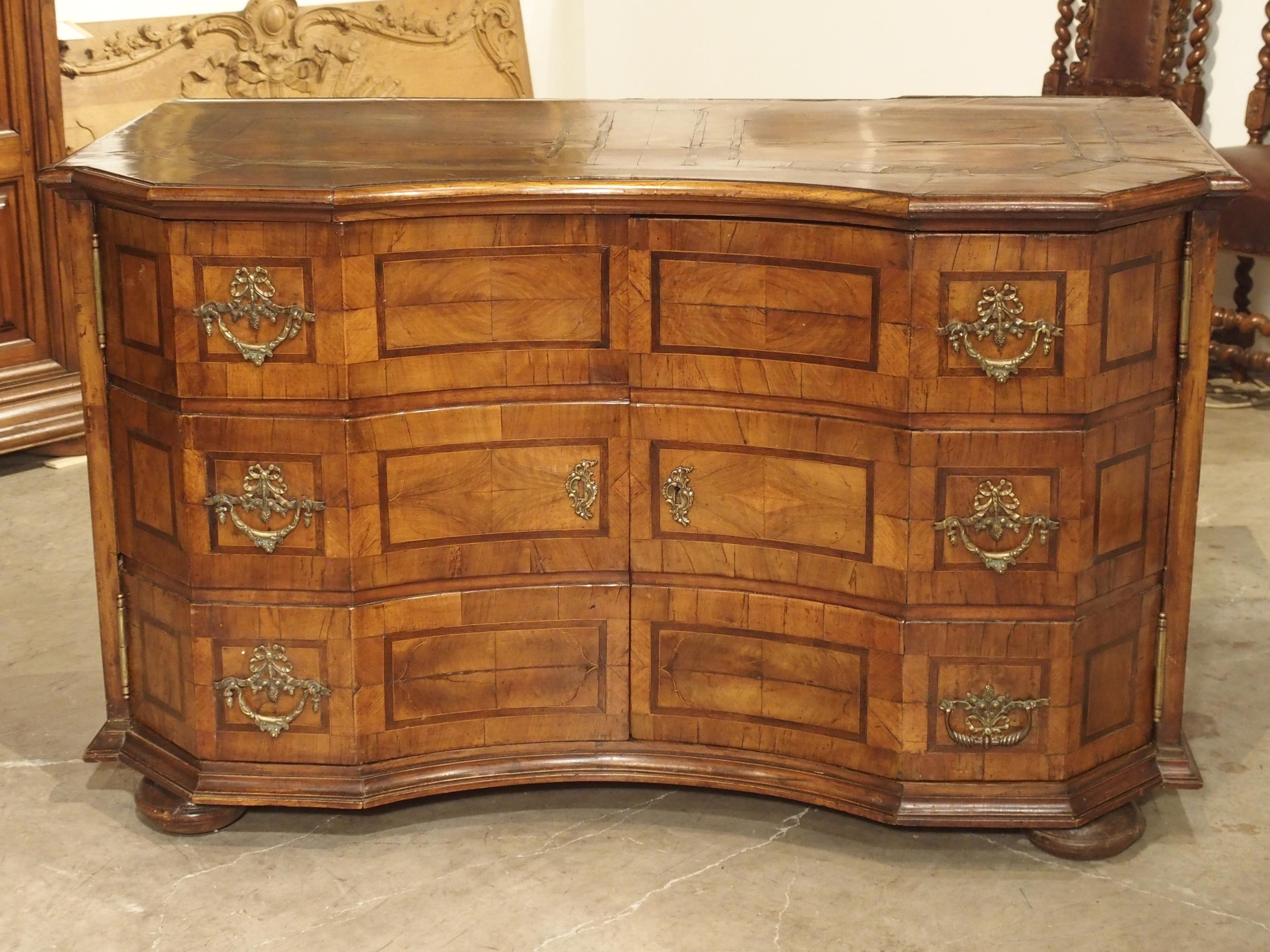Brass Unusual Antique Walnut “Commode Buffet” from Southern Germany, circa 1760