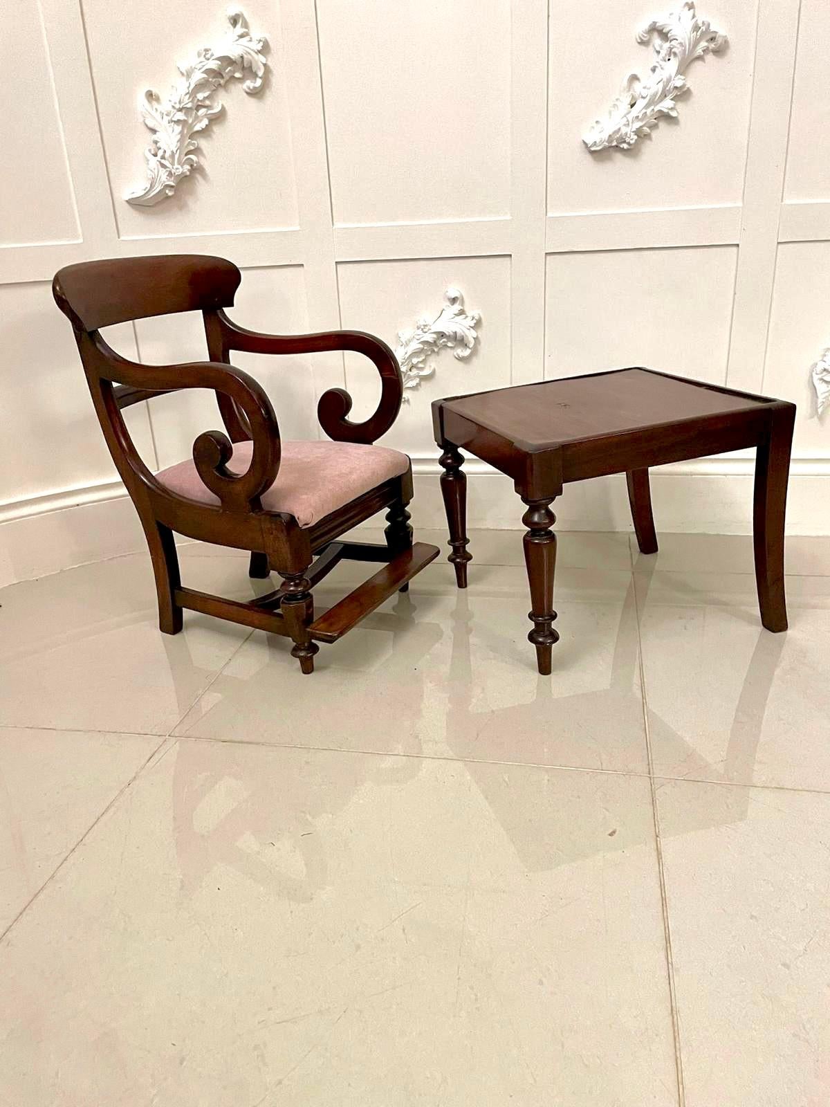 Unusual Antique William IV Quality Mahogany Child’s Armchair and Stand For Sale 13