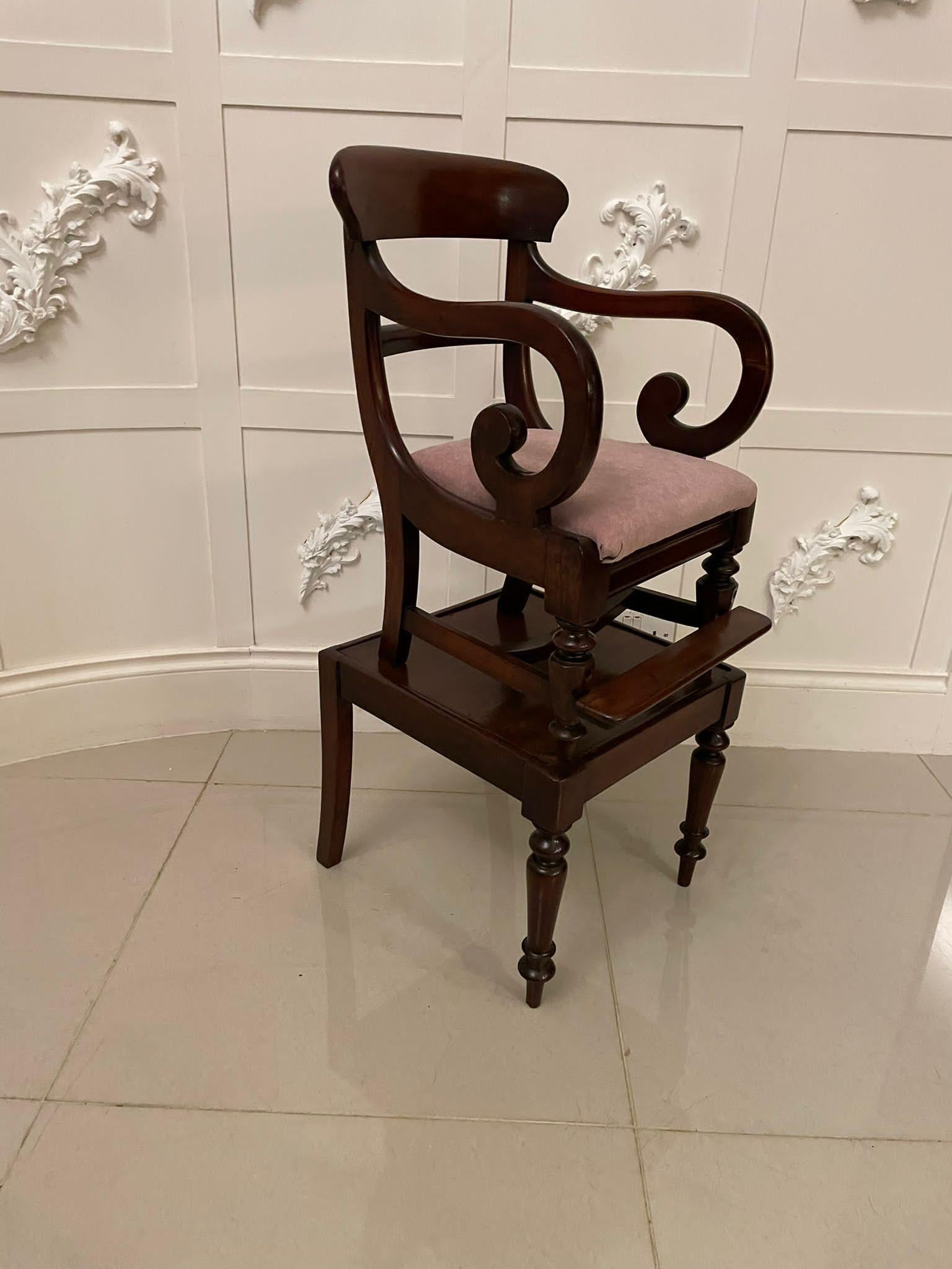 Other Unusual Antique William IV Quality Mahogany Child’s Armchair and Stand For Sale