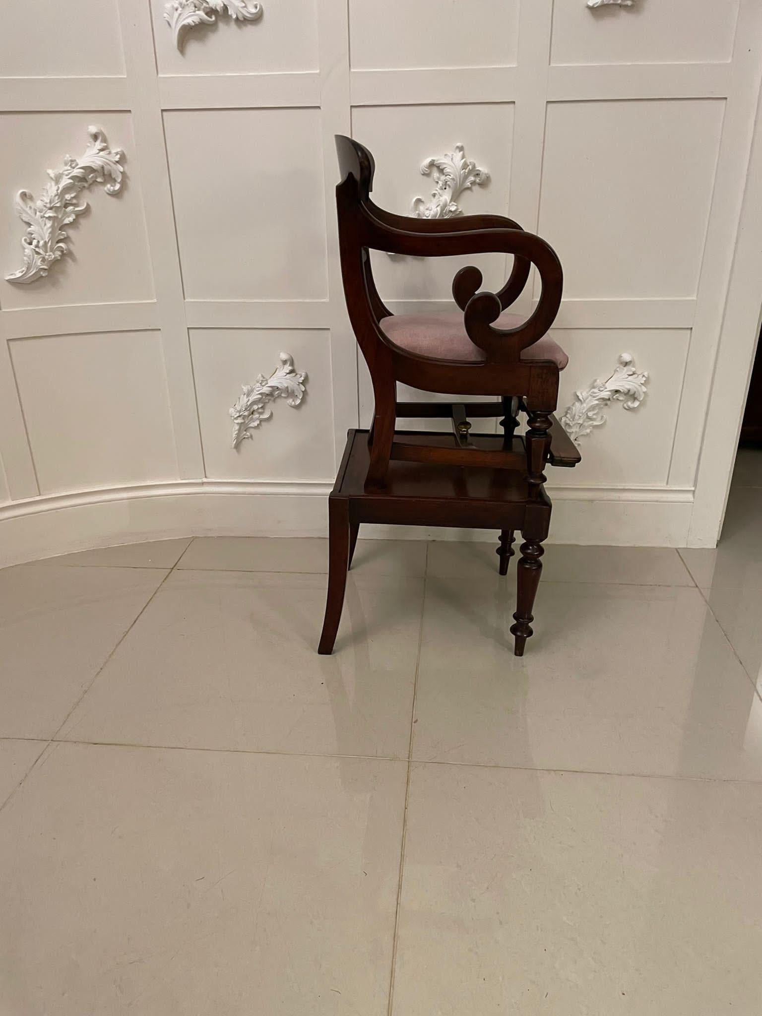 Unusual Antique William IV Quality Mahogany Child’s Armchair and Stand For Sale 2