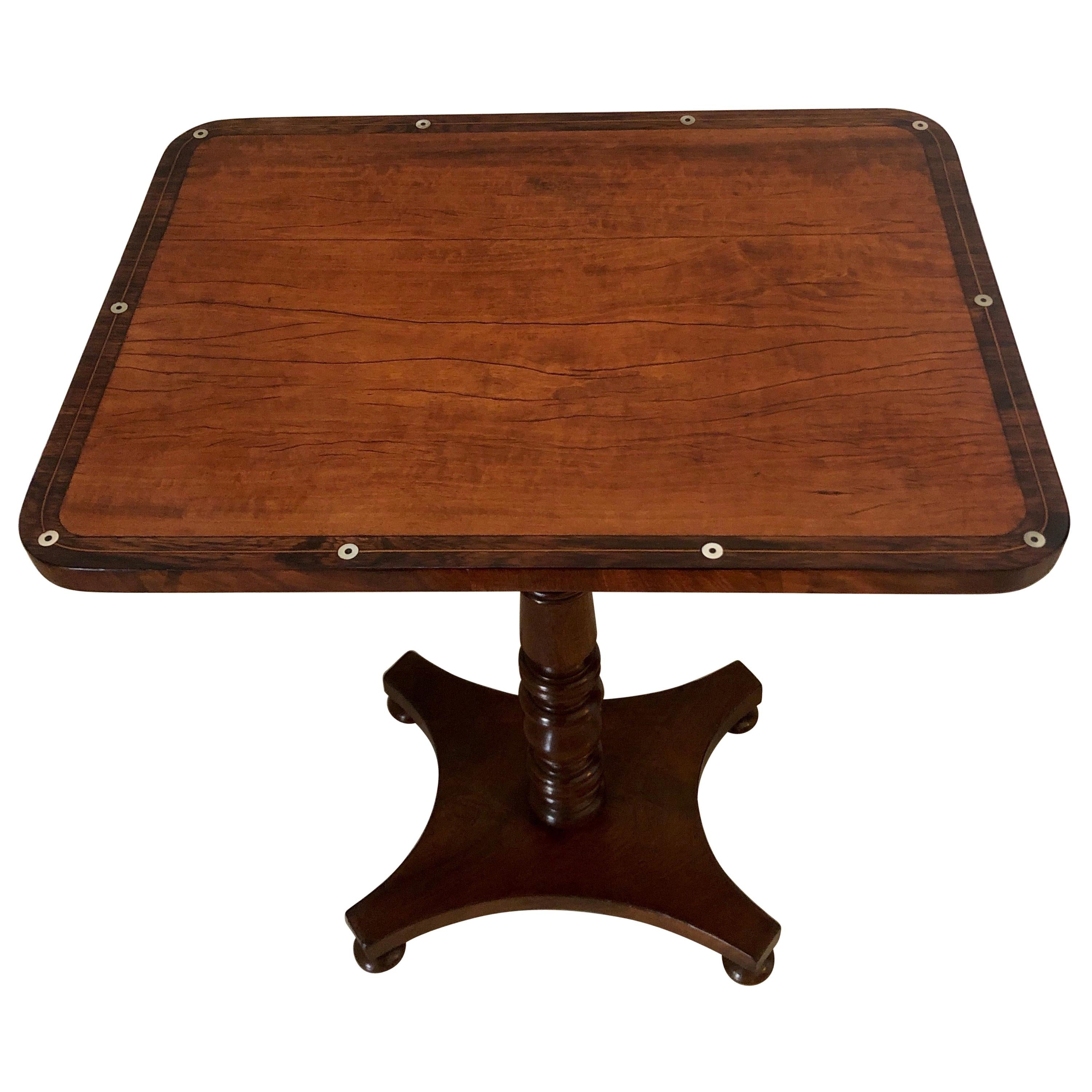 Unusual Antique William IV Satinwood Inlaid Lamp Table