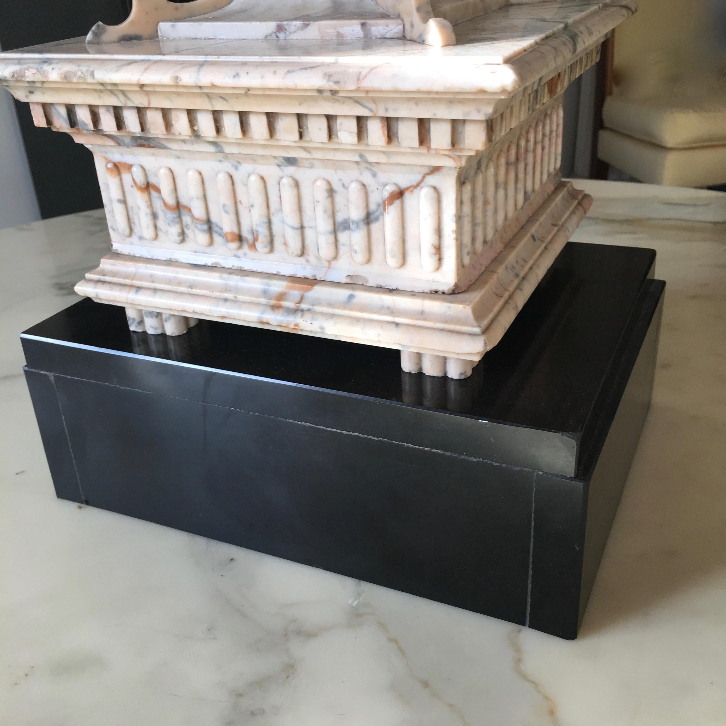 Unusual Architected Marble Bronze and Crystal Inkwell, Italy, 1890 For Sale 1