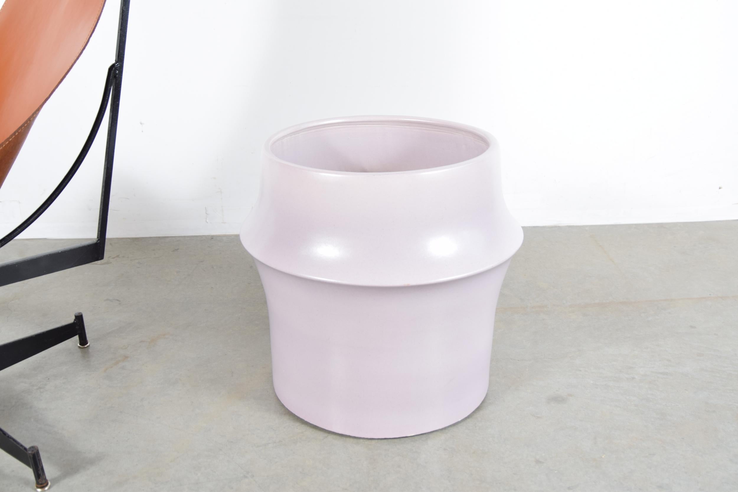 Architectural pottery planter by Marilyn Kay Austin, in an unusual color. I would describe the color as being a light purple. Piece stands 18