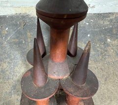Unusual , Architectural stacked "Spool" Folk Art Pedestal / Plant Stand