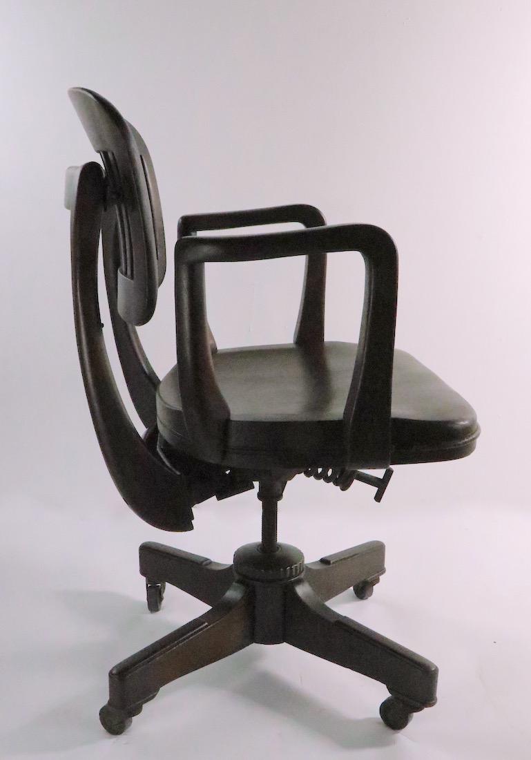 Walnut Unusual Architectural Swivel Desk Chair by Gunlocke