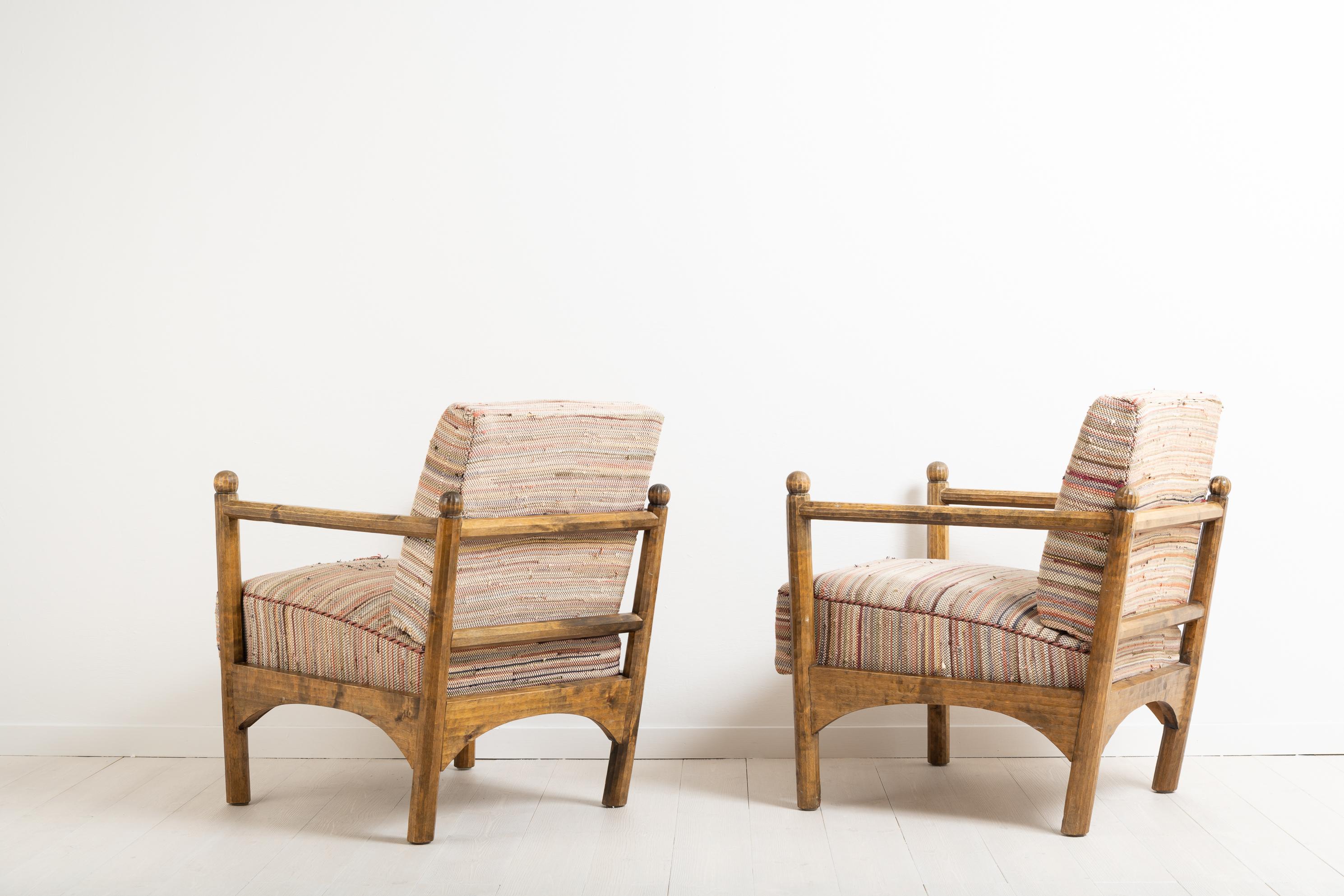 Unusual Armchairs Swedish Grace from the Early 20th Century In Good Condition In Kramfors, SE