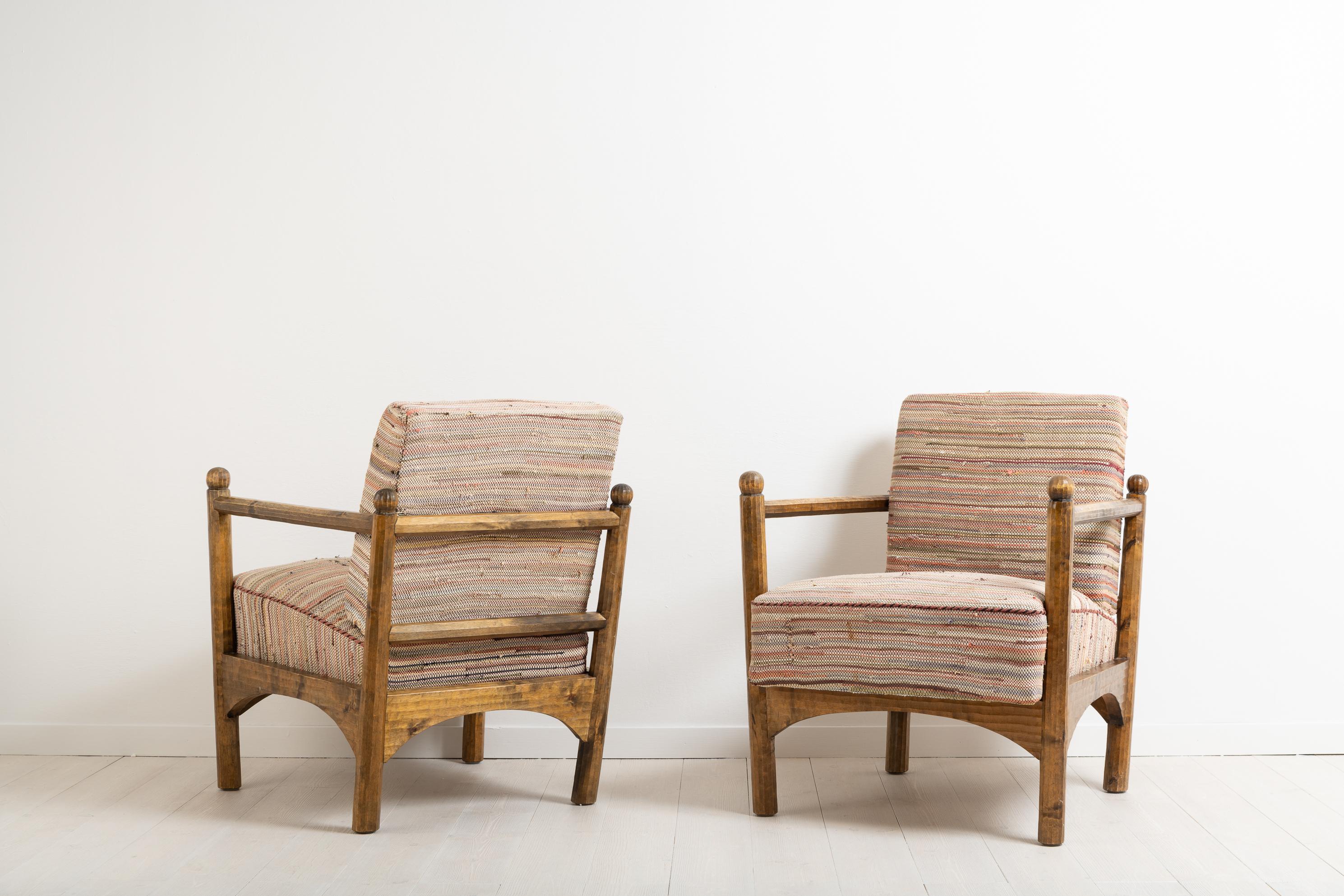 Birch Unusual Armchairs Swedish Grace from the Early 20th Century