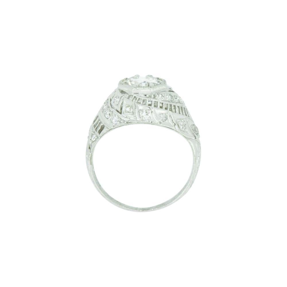 Art Deco 1.50 CTW Diamond Platinum Engagement Ring GIA 4