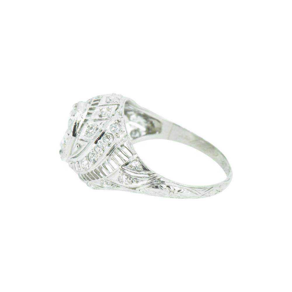 Art Deco 1.50 CTW Diamond Platinum Engagement Ring GIA 5