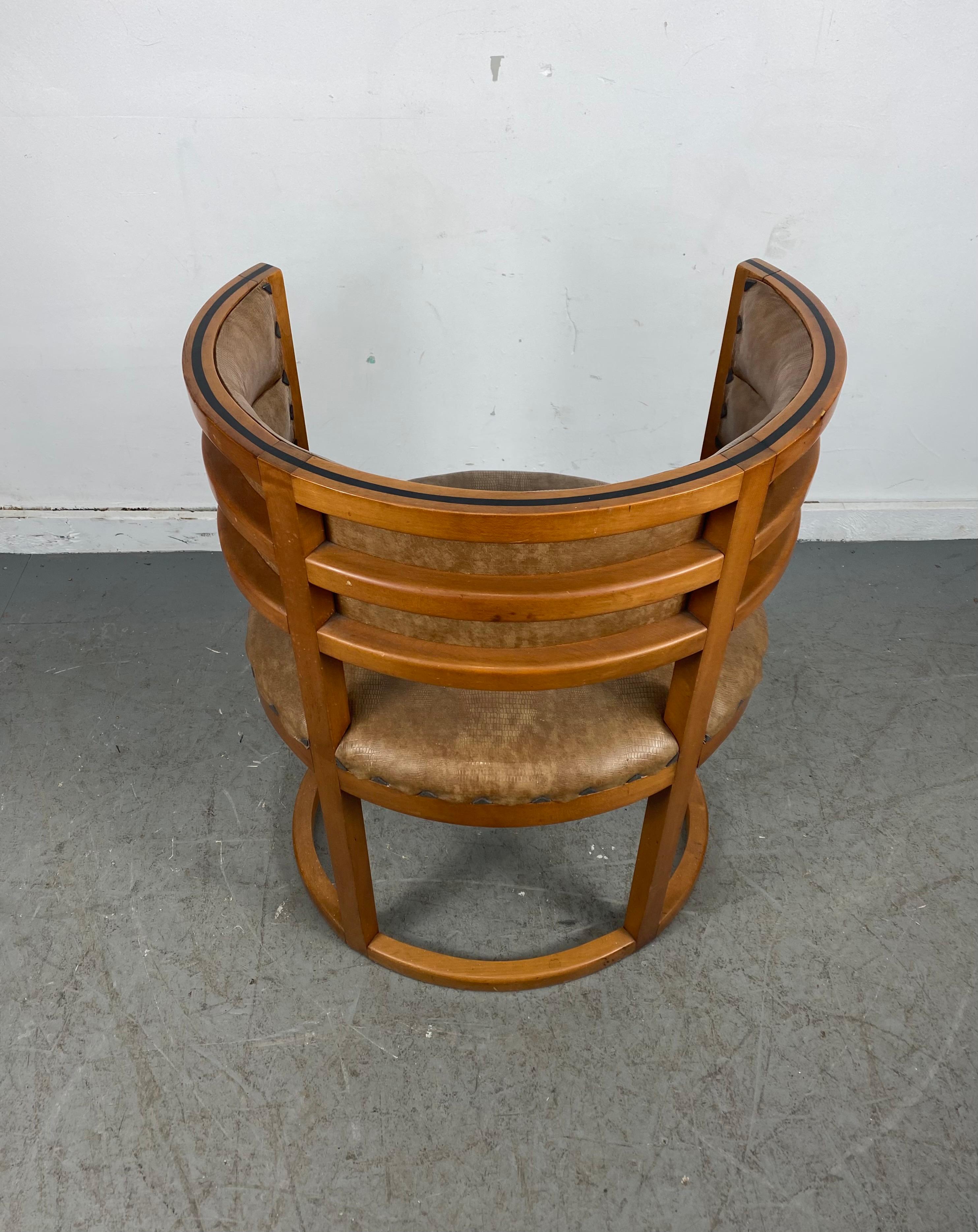Unusual Art Deco, Bauhaus Accent / Desk Barrel Chair Manner of Josef Hoffmann 2