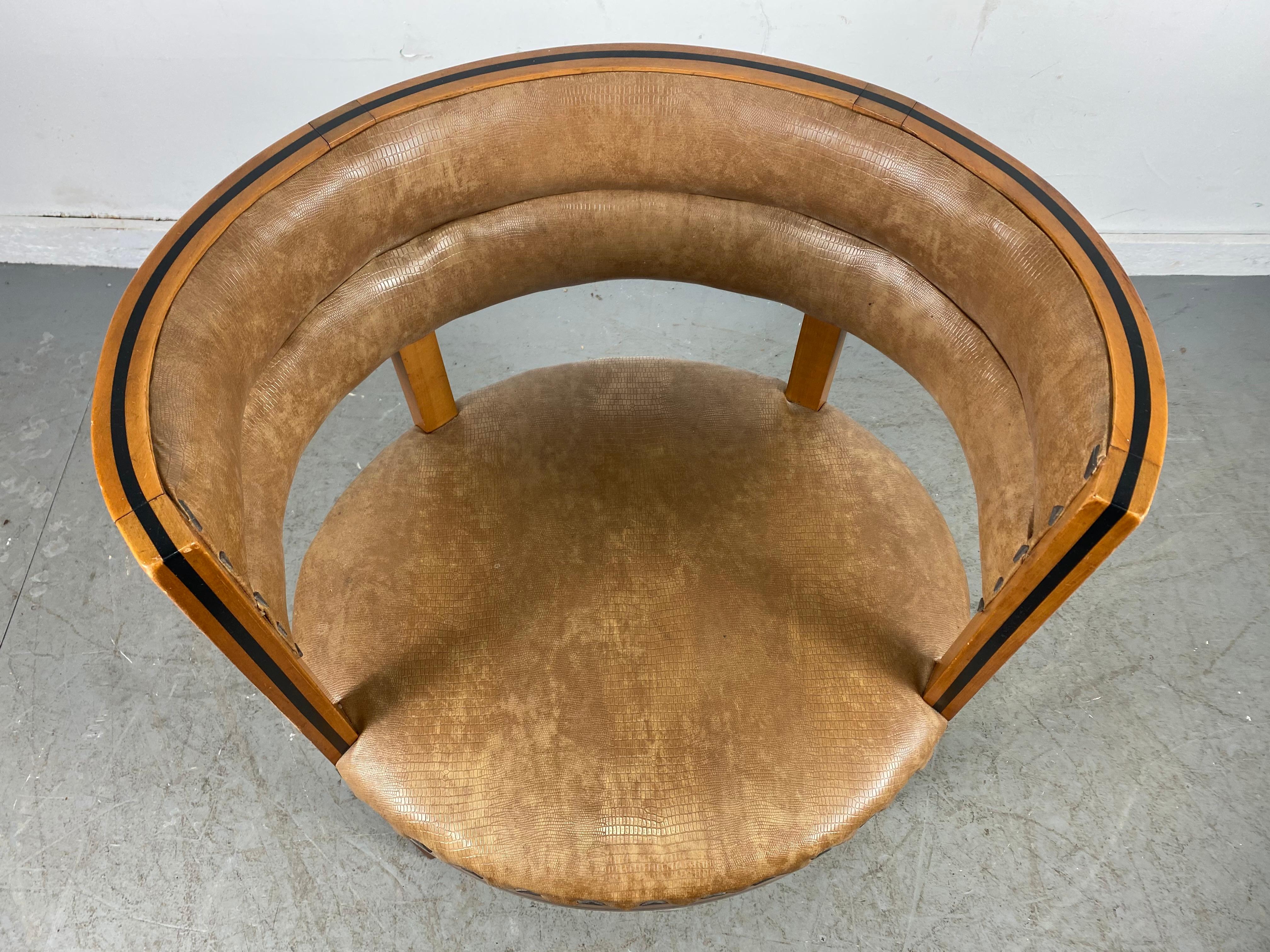 Unusual Art Deco, Bauhaus Accent / Desk Barrel Chair Manner of Josef Hoffmann 4