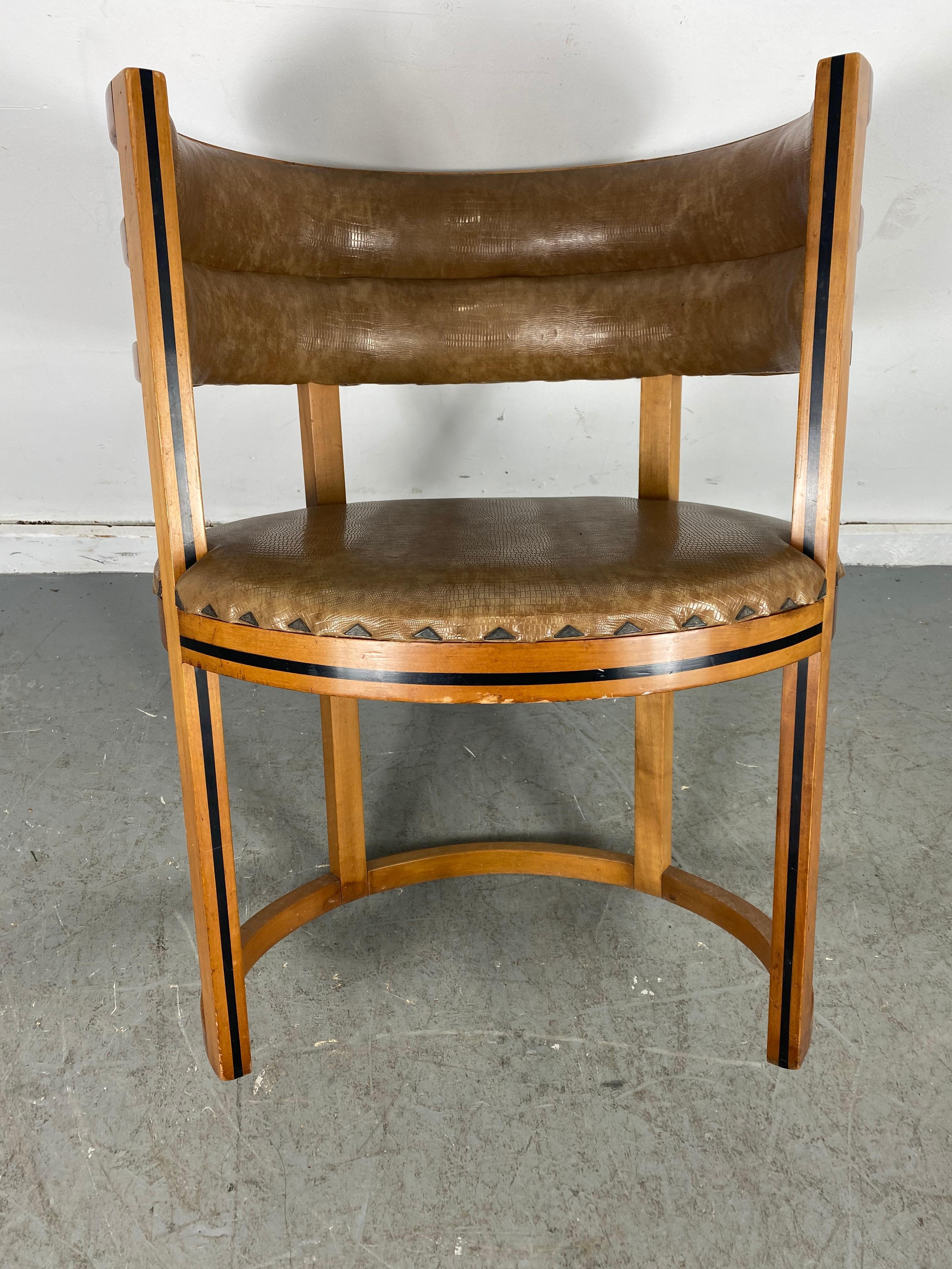 Unusual Art Deco, Bauhaus Accent / Desk Barrel Chair Manner of Josef Hoffmann In Good Condition In Buffalo, NY