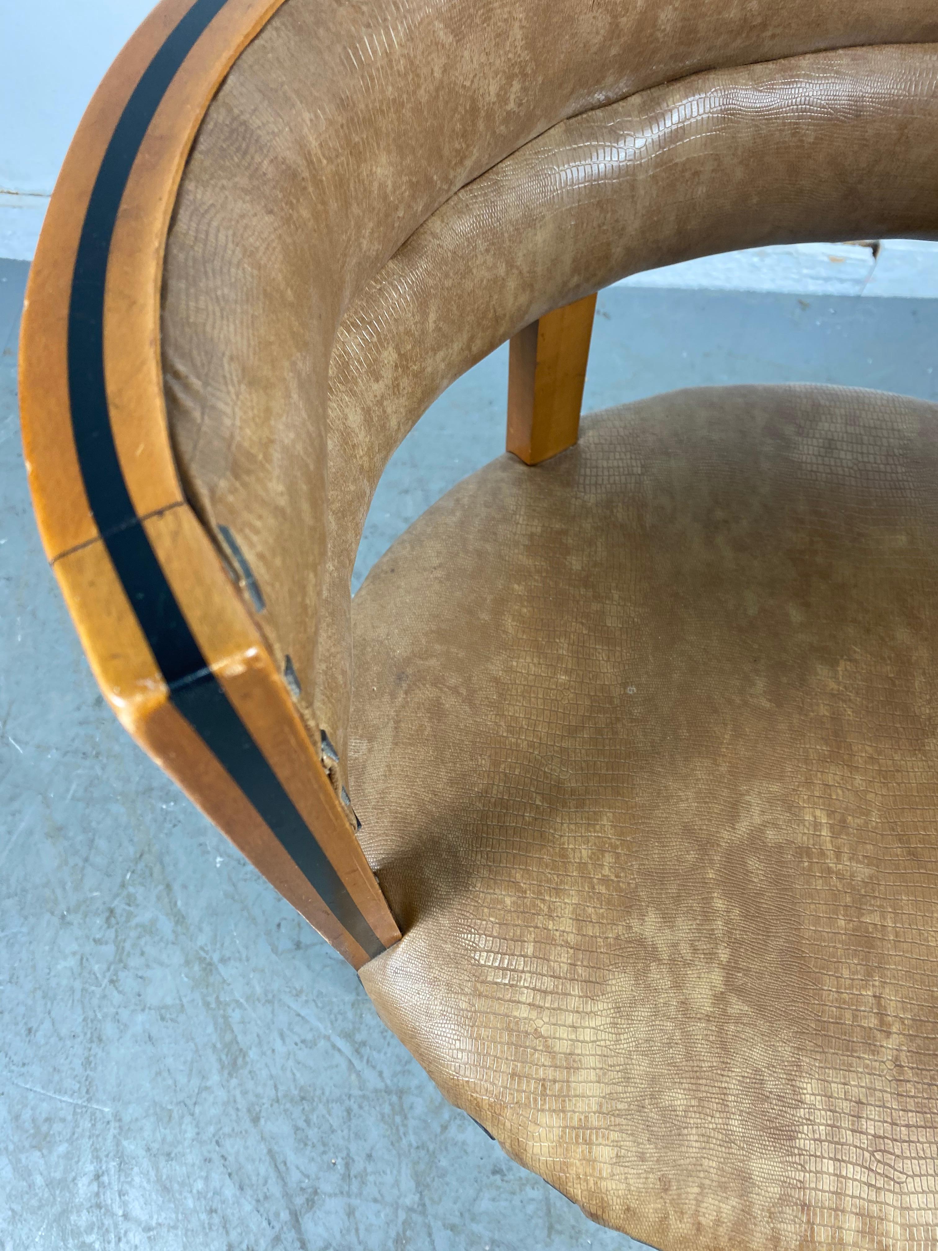 Unusual Art Deco, Bauhaus Accent / Desk Barrel Chair Manner of Josef Hoffmann 1