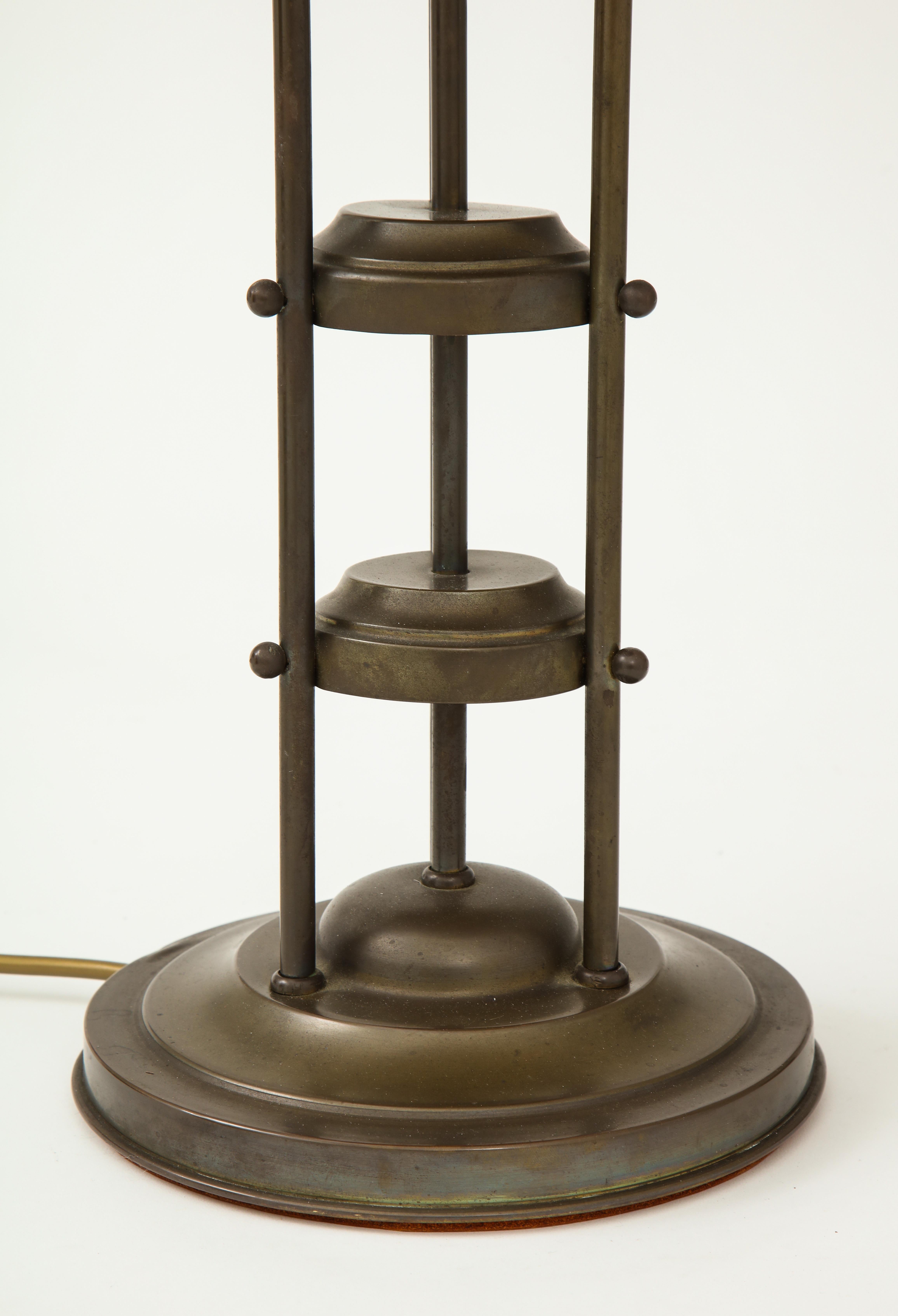 Swedish Unusual Art Deco Bronze Lamp For Sale