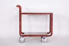 Unusual Art Deco Bubinga Trolley, France, Glass Desk, Completely Restored, 1920s