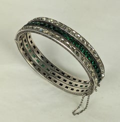Unusual Art Deco Channel Set Sterling Bangle