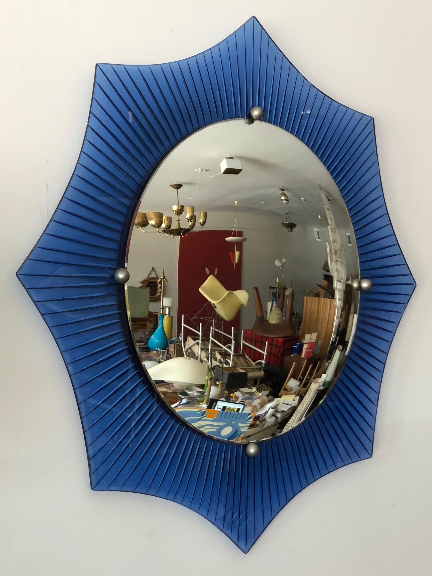 Unusual Art Deco Convex Mirror, circa 1930s In Good Condition In St.Petersburg, FL