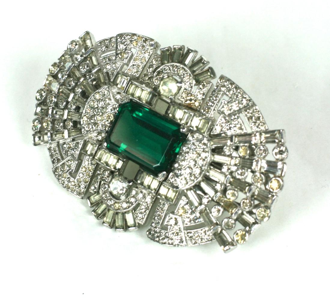 Unusual Art Deco Rhinestone Paste Duette Brooch from the 1930's. 2 Clips separate off the main 