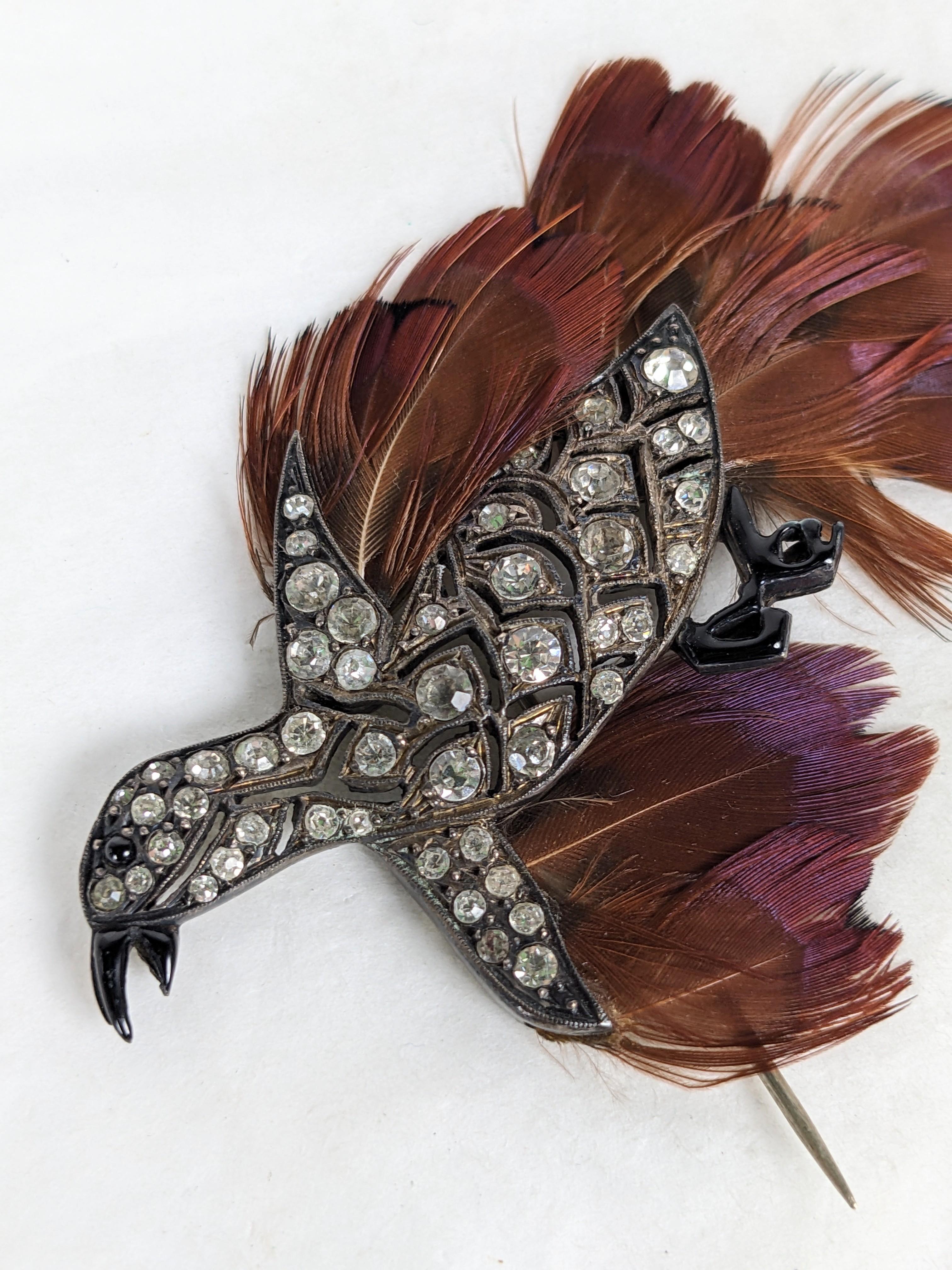 Women's or Men's Unusual Art Deco French Paste Bird For Sale