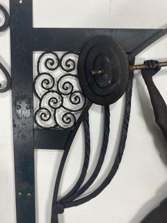Unusual Art Deco Hand Forged Iron Silhouette Sculpture of Body Builder, Boxer