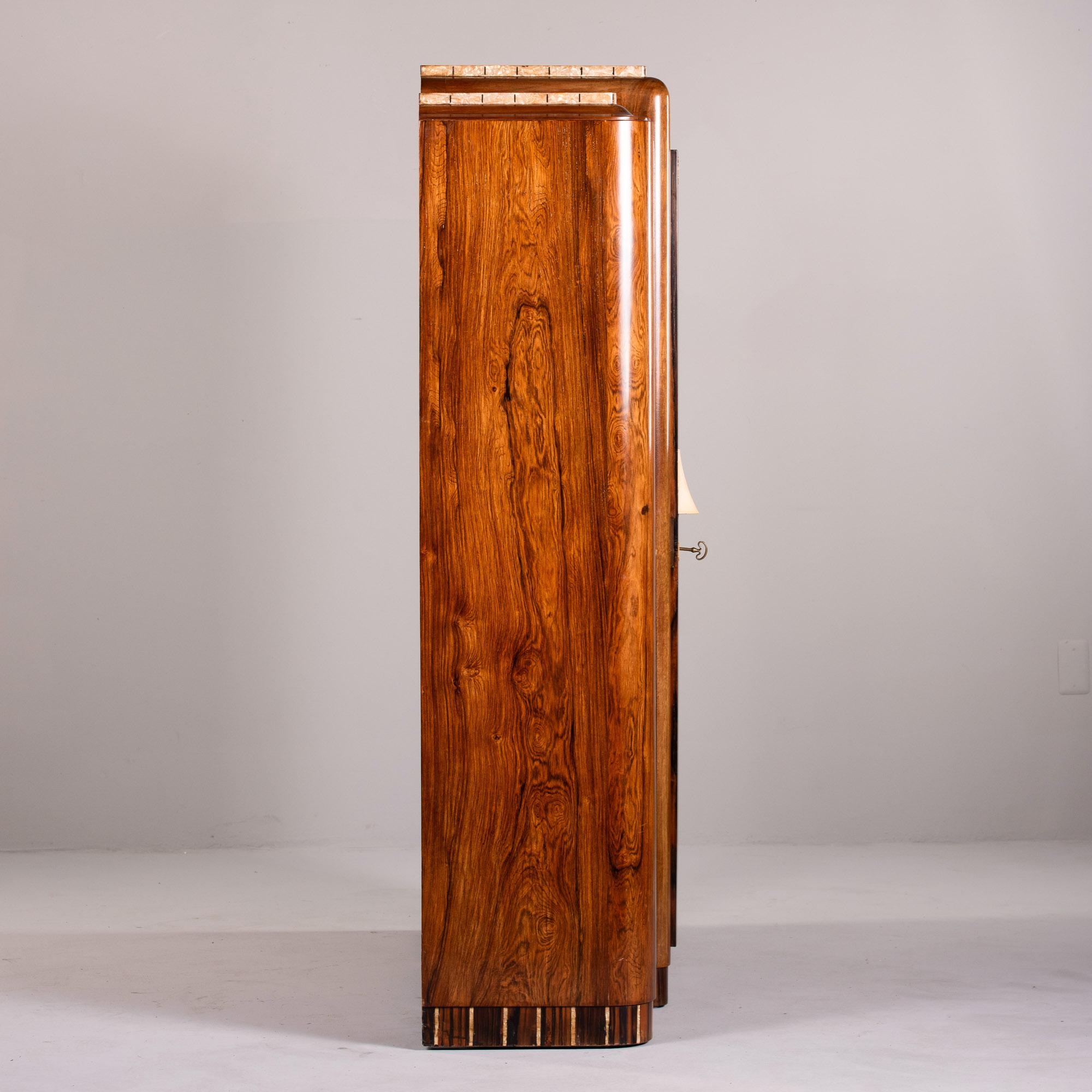 Unusual Art Deco Macassar Cabinet with Glass Doors For Sale 6