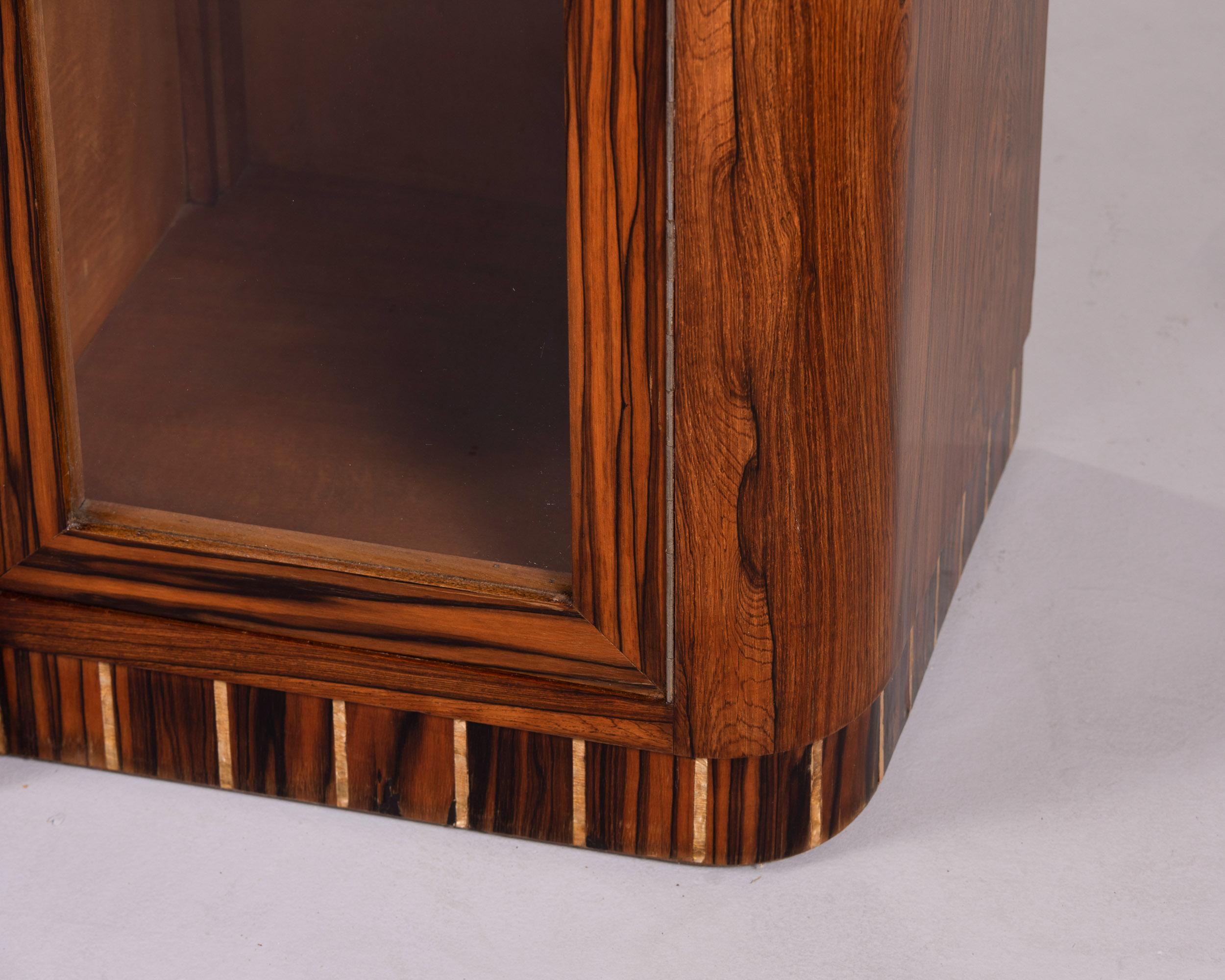 Unusual Art Deco Macassar Cabinet with Glass Doors For Sale 1