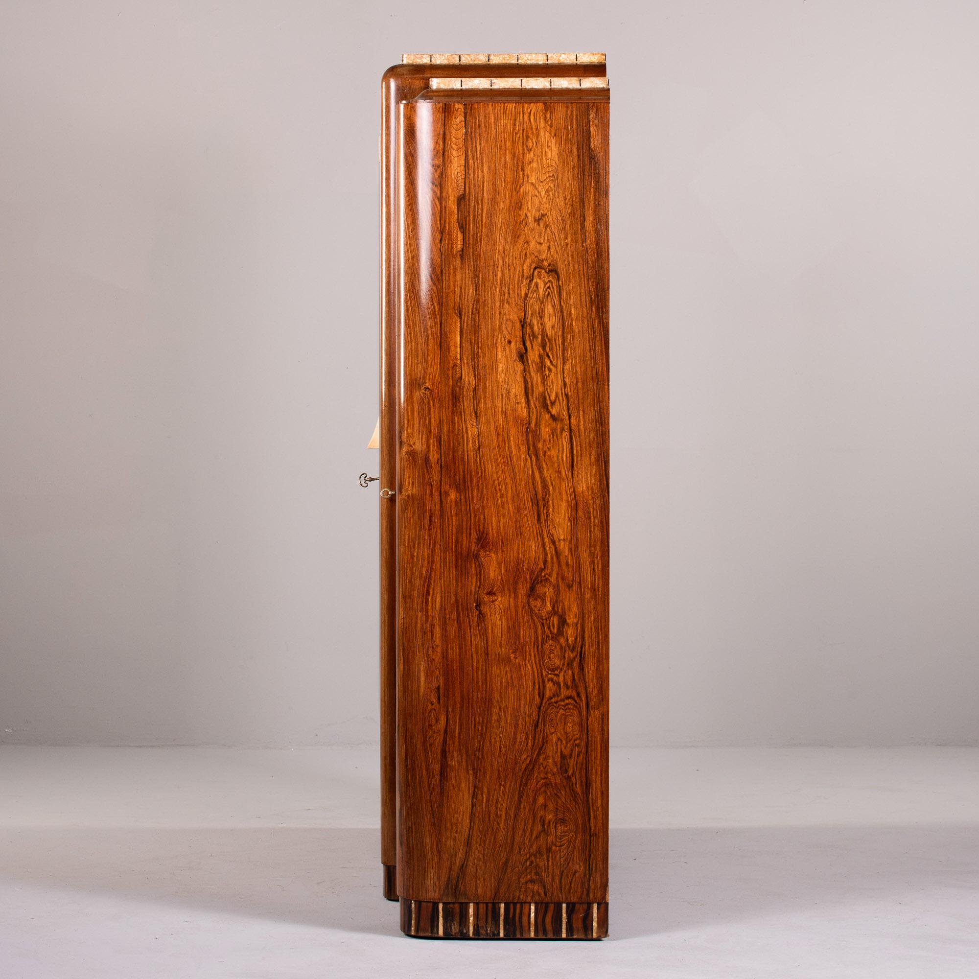 Unusual Art Deco Macassar Cabinet with Glass Doors For Sale 3