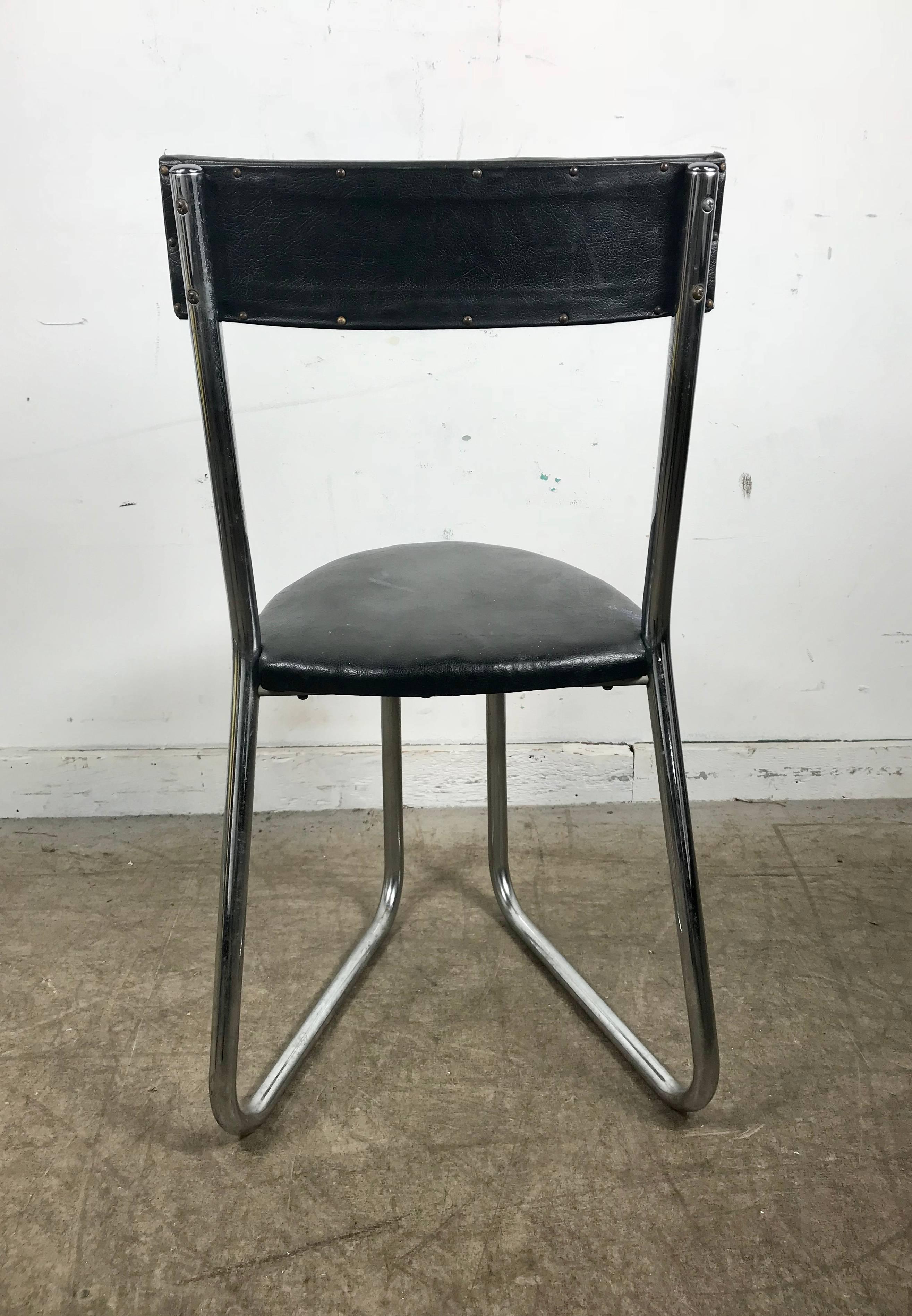 Unusual Art Deco Machine Age Side Chair, Gilbert Rhode In Good Condition In Buffalo, NY
